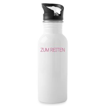 Zum Reiten Geboren zur Schule Gezwungen Mädchen - Trinkflasche mit integriertem Trinkhalm - Weiß - Rechts
