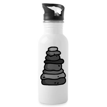 Stone man cairn lucky charm - Water bottle with straw - white - Right