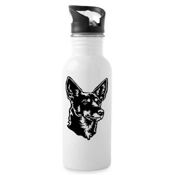 Tête de kelpie australienne - Gourde avec paille intégrée - blanc - Droite