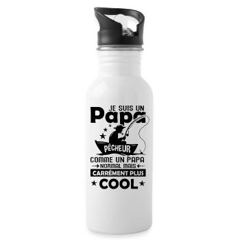 Papa pêche cadeau drôle pêcheur pêcher - Gourde avec paille intégrée - blanc - Droite