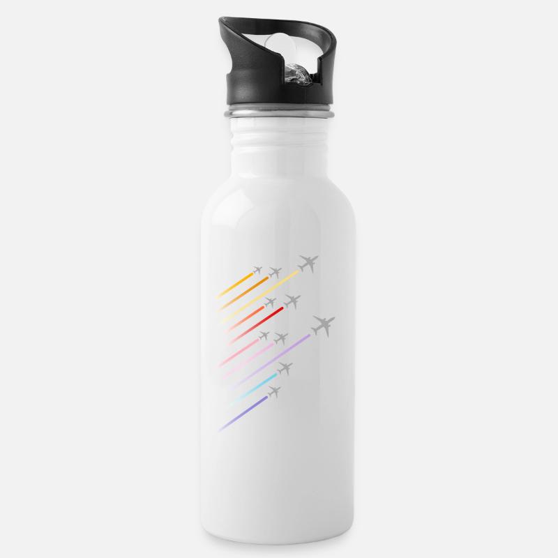 Fly Fly Fly Airport Flughafen Pilot - Trinkflasche mit integriertem Trinkhalm - Weiß