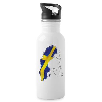 Schweden Flagge in der Schweden Landkarte EN - Trinkflasche mit integriertem Trinkhalm - Weiß - Rechts