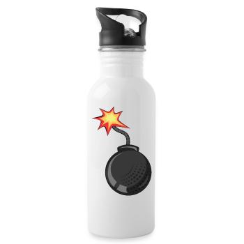 bomb wick drawing flame - Water bottle with straw - white - Right