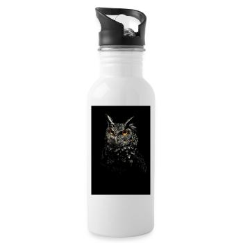 Eule - Trinkflasche mit integriertem Trinkhalm - Weiß - Rechts