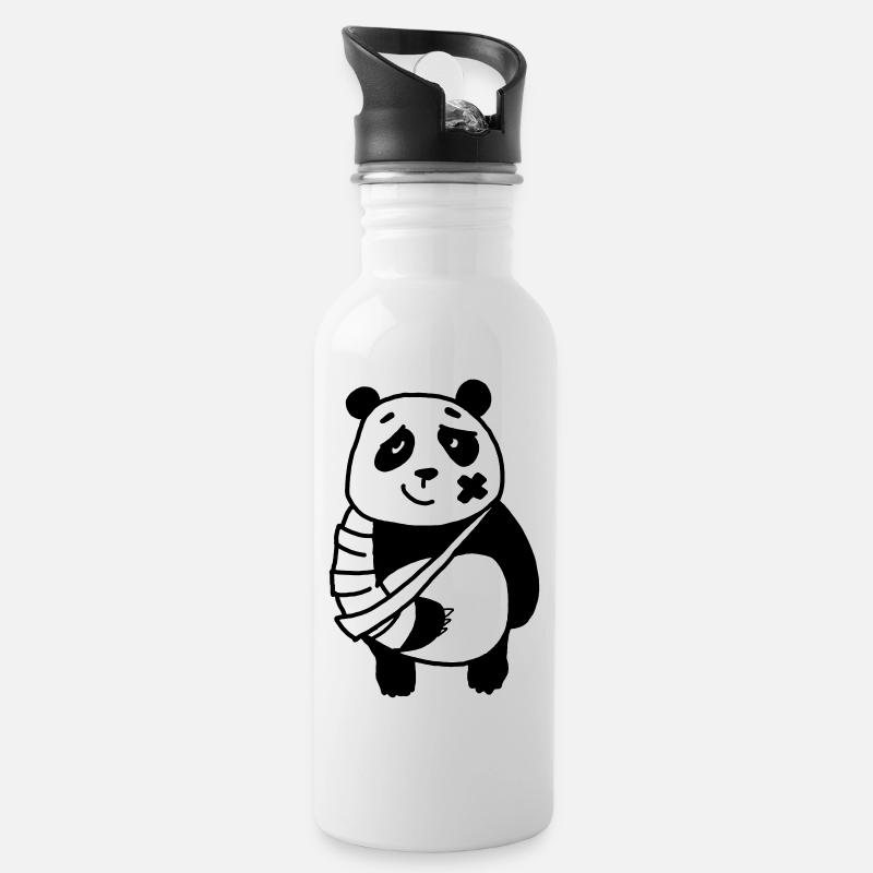 Bras cassé Panda - Gourde avec paille intégrée - blanc