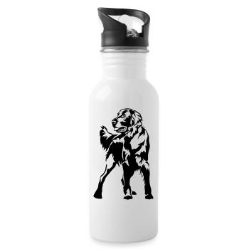 Flat-coated retriever - Water bottle with straw - white - Right