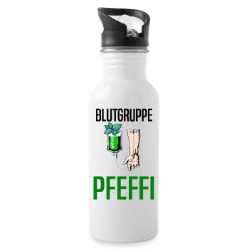 Blutgruppe Pfeffi - Suff Saufen Pfefferminzlikör - Trinkflasche mit integriertem Trinkhalm - Weiß - Rechts