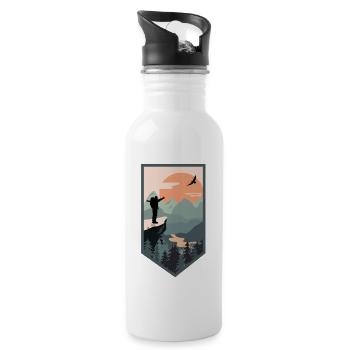 Wandern - Trinkflasche mit integriertem Trinkhalm - Weiß - Rechts