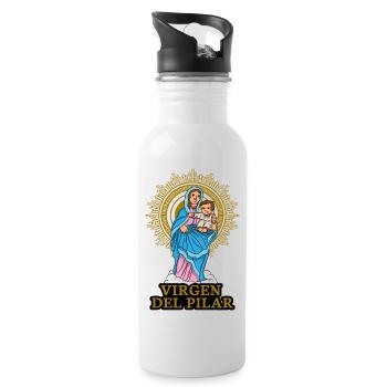 VIRGEN DEL PILAR by The Manzanita´s - Trinkflasche mit integriertem Trinkhalm - Weiß - Rechts