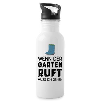 Gartenarbeit - Trinkflasche mit integriertem Trinkhalm - Weiß - Rechts