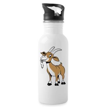 Goat laugh nicely - Water bottle with straw - white - Right
