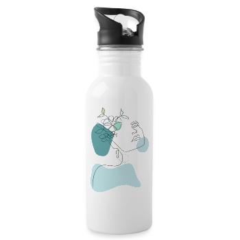 Minimalist OneLine Art and Line Art Art - Water bottle with straw - white - Right