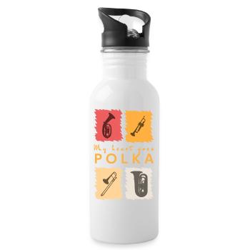 My heart goes Polka - Water bottle with straw - white - Right