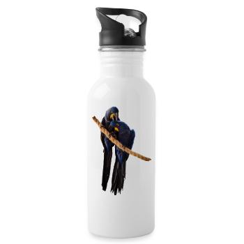 Hyacinth Macaw Pair - Water bottle with straw - white - Right