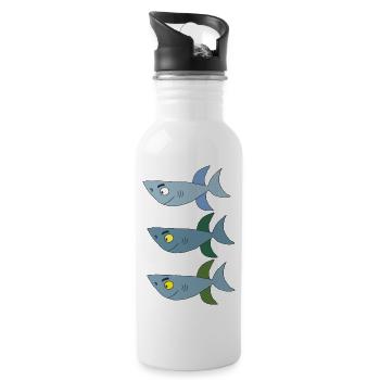 haifisch 3 brüder - Trinkflasche mit integriertem Trinkhalm - Weiß - Rechts