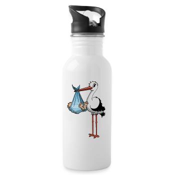 The stork and the baby boy - Water bottle with straw - white - Right