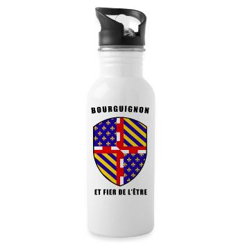BURGUNDER UND STOLZ DARAUF! - Trinkflasche mit integriertem Trinkhalm - Weiß - Rechts