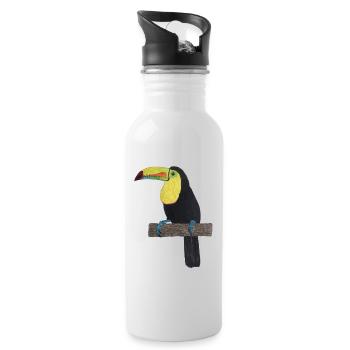 Forêt tropicale de Toucan Jungle - Gourde avec paille intégrée - blanc - Droite