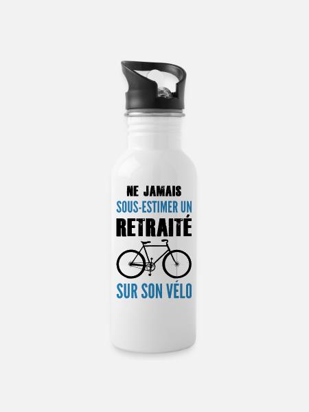 Ne jamais sous estimer un retraité sur son vélo - Gourde avec paille intégrée - blanc