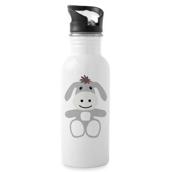 Drolliger grauer Esel Für Esel Freunde Geschenk - Trinkflasche mit integriertem Trinkhalm - Weiß - Rechts
