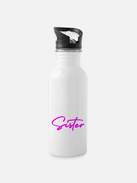 This Dude has the Greatest Sister Ever! - Water bottle with straw - white