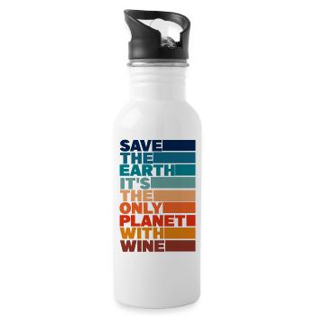 Rette die Erde, es ist der einzige Planet mit Wein - Trinkflasche mit integriertem Trinkhalm - Weiß - Rechts
