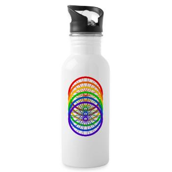 Bicycle Rainbow - Water bottle with straw - white - Right