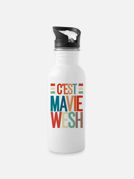 C'est ma vie wesh - Gourde avec paille intégrée - blanc