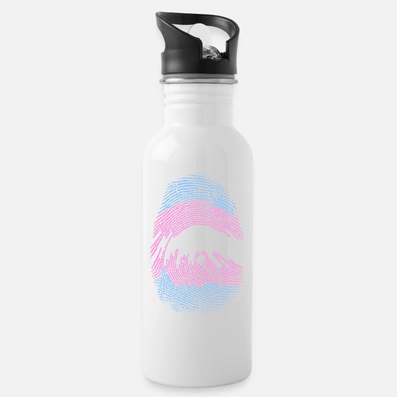 Trans-Fingerabdruck - Trinkflasche mit integriertem Trinkhalm - Weiß