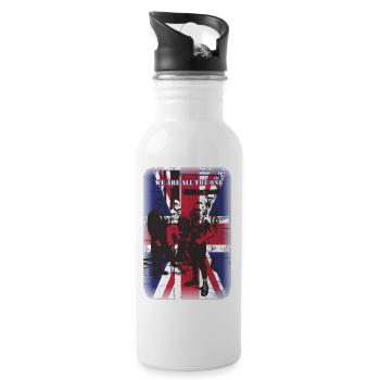 punk rock skin head - Water bottle with straw - white - Right