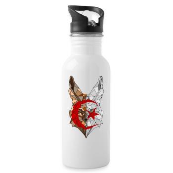 Fennec and flag of Algeria in polysphere 2 - Water bottle with straw - white - Right