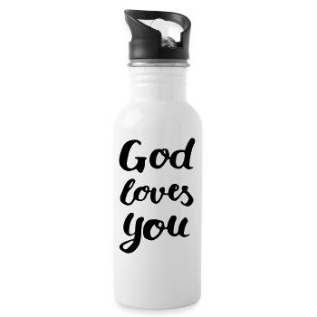 God loves you - Water bottle with straw - white - Right