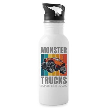 Vintage Monster Truck sont ma confiture, Truck Boys Naissance - Gourde avec paille intégrée - blanc - Droite