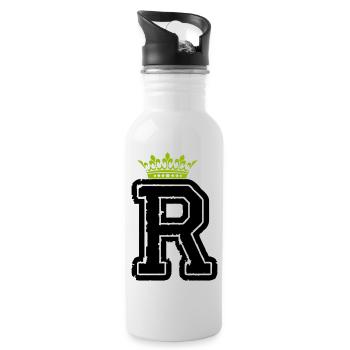 buchstabe R krone - Trinkflasche mit integriertem Trinkhalm - Weiß - Rechts