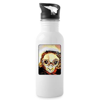 Knuffiger Alien (DDP 2:3, dot grid) - Water bottle with straw - white - Right