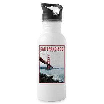 San Francisco Golden Gate Retro Postcard - Trinkflasche mit integriertem Trinkhalm - Weiß - Rechts