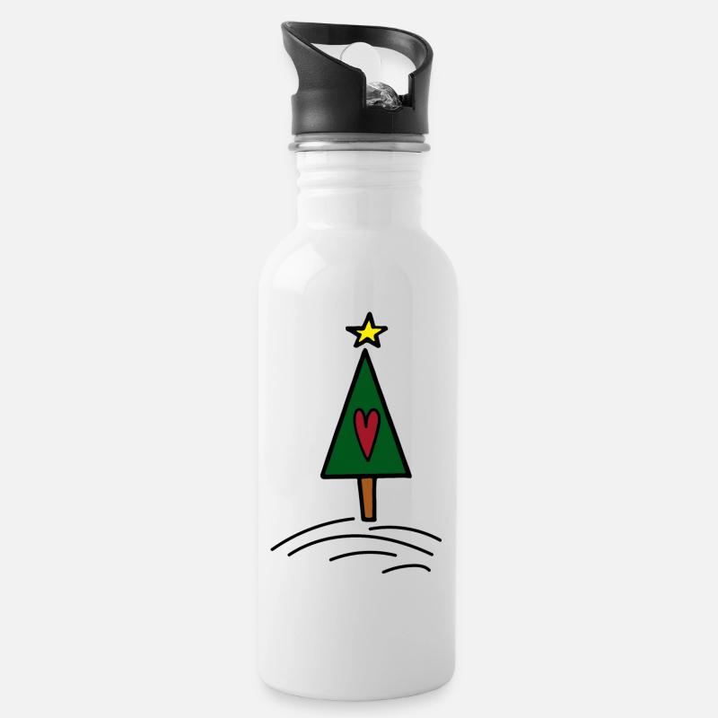 Weihnachten - Trinkflasche mit integriertem Trinkhalm - Weiß