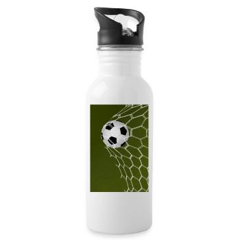 Torwart! Fußball - Trinkflasche mit integriertem Trinkhalm - Weiß - Rechts