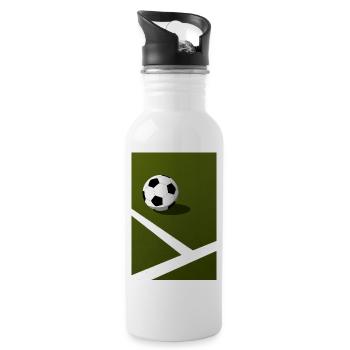 Feld- und Fußballplakat - Trinkflasche mit integriertem Trinkhalm - Weiß - Rechts