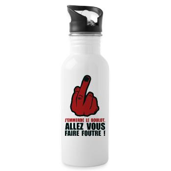 emmerde boulot allez faire foutre insulte humour - Gourde avec paille intégrée - blanc - Droite