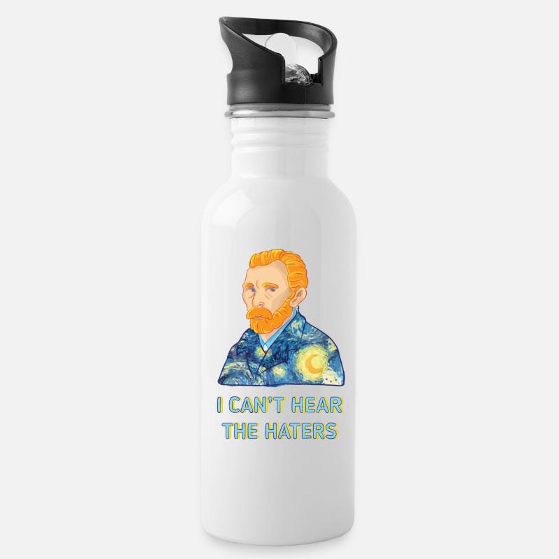 Vincent Van Gogh - Trinkflasche mit integriertem Trinkhalm - Weiß