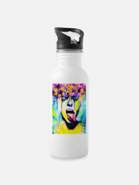Bääää - Water bottle with straw - white