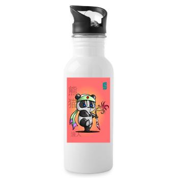 Samurai panda in battle - Water bottle with straw - white - Right