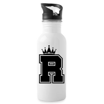buchstabe R Krone - Trinkflasche mit integriertem Trinkhalm - Weiß - Rechts