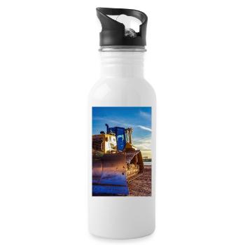 Baumaschinen - Trinkflasche mit integriertem Trinkhalm - Weiß - Rechts