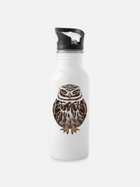 Little owl owl - Water bottle with straw - white