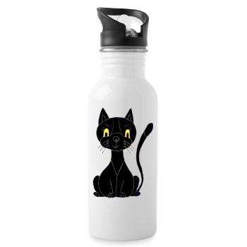 Chat - Gourde avec paille intégrée - blanc - Droite
