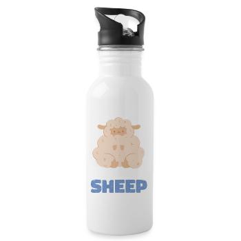 Holy Sheep! Süßes Schaf! - Trinkflasche mit integriertem Trinkhalm - Weiß - Rechts