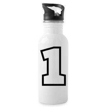 1 - Trinkflasche mit integriertem Trinkhalm - Weiß - Rechts