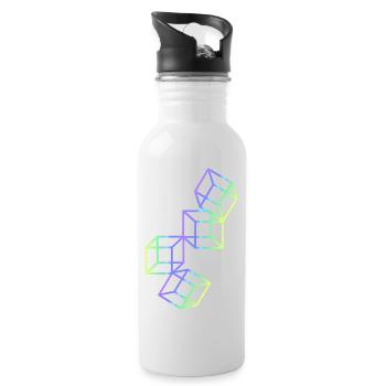 3D Würfel - Trinkflasche mit integriertem Trinkhalm - Weiß - Rechts